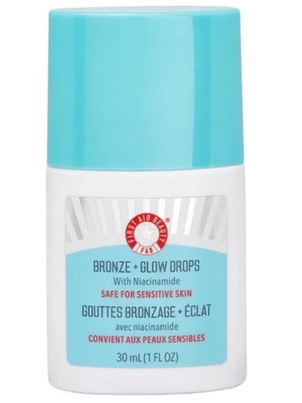 First Aid Beauty Bronze Glow Drops with Aqua Label and Bronze Serum